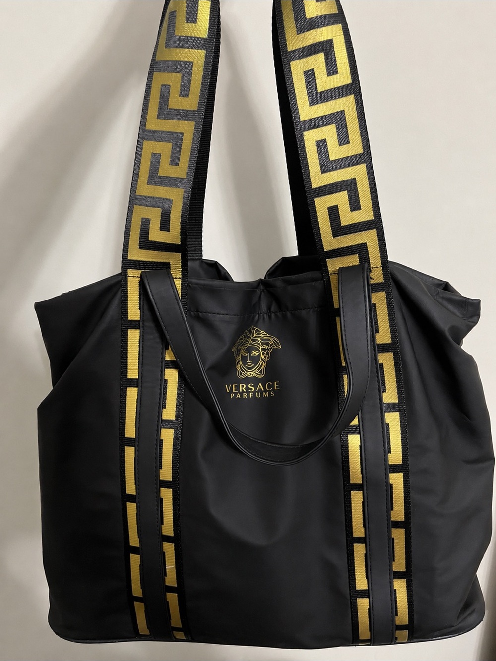 Versace Parfums Black and Gold Medusa Tote